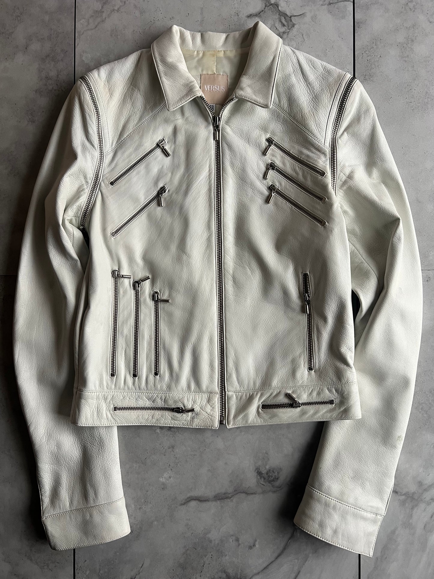 2000’s Versache Leather Moto Zipper Jacket