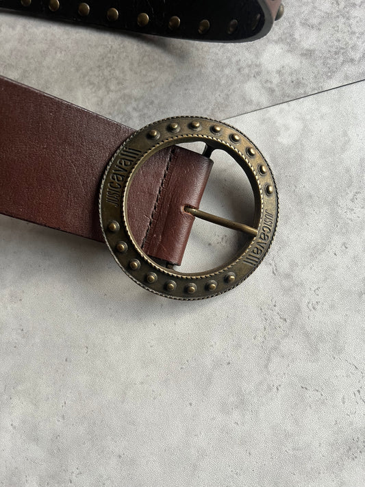 Roberto Cavalli Large Studded Leather Waist Belt