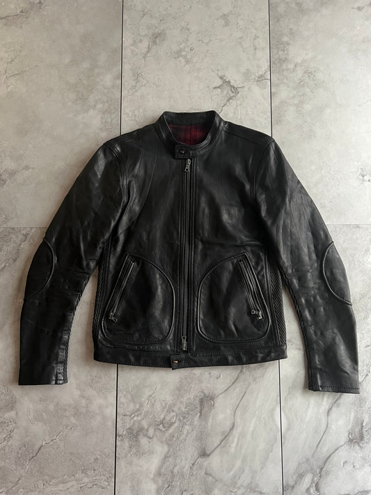 Backlash Plaid Lined Leather Jacket