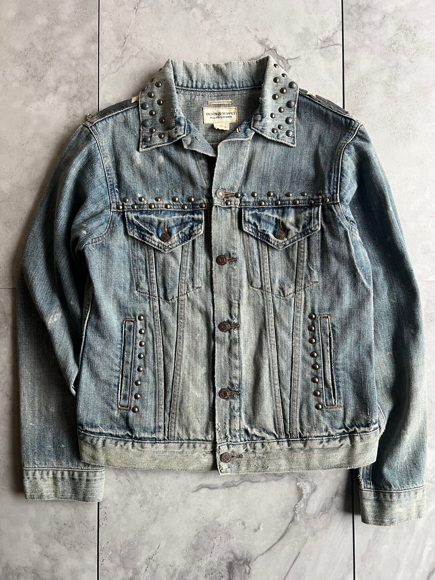 Ralph Lauren Denim & Supply American Flag Studded Denim Jacket