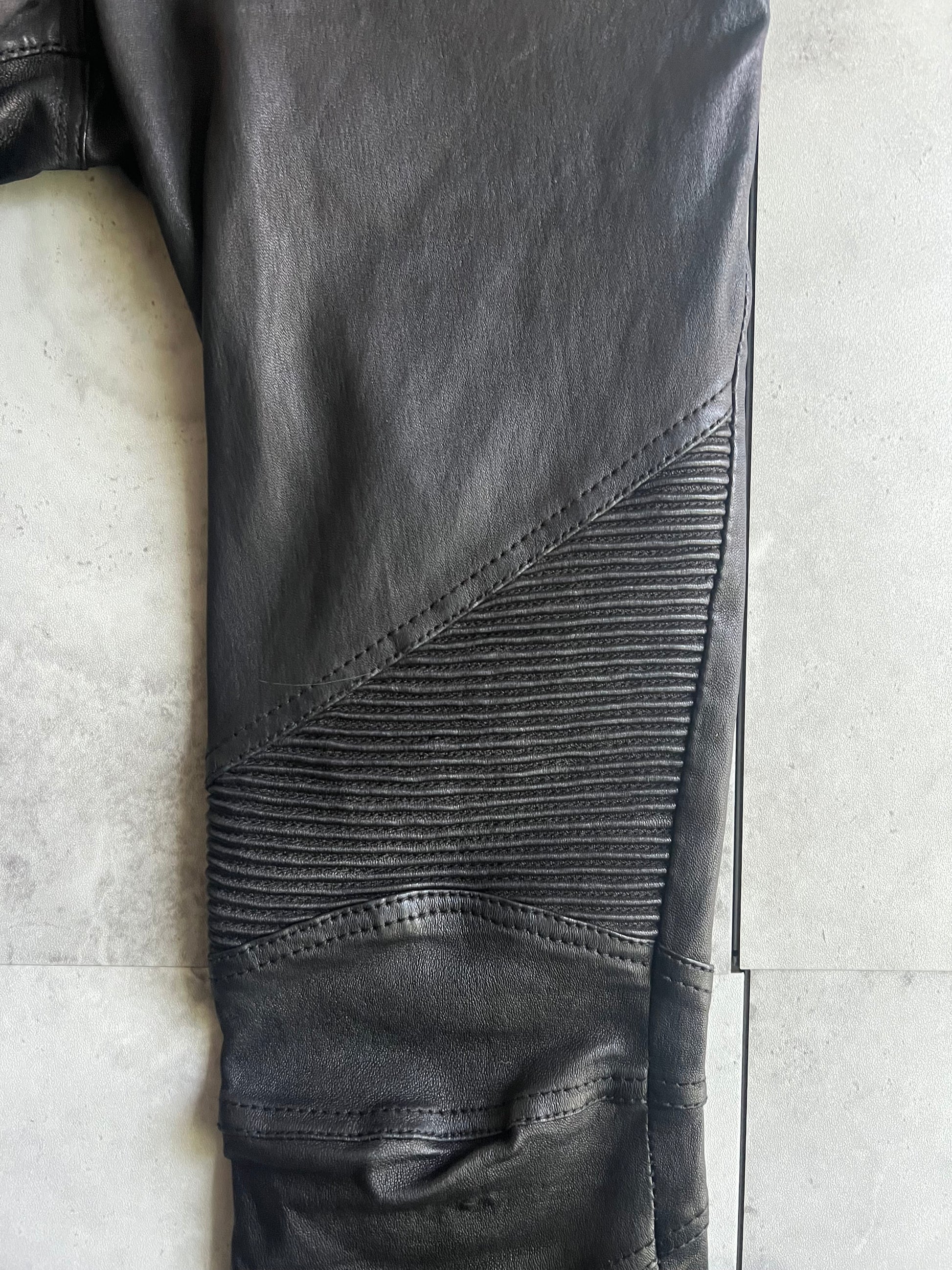 Balmain Leather Skinny Biker Pants
