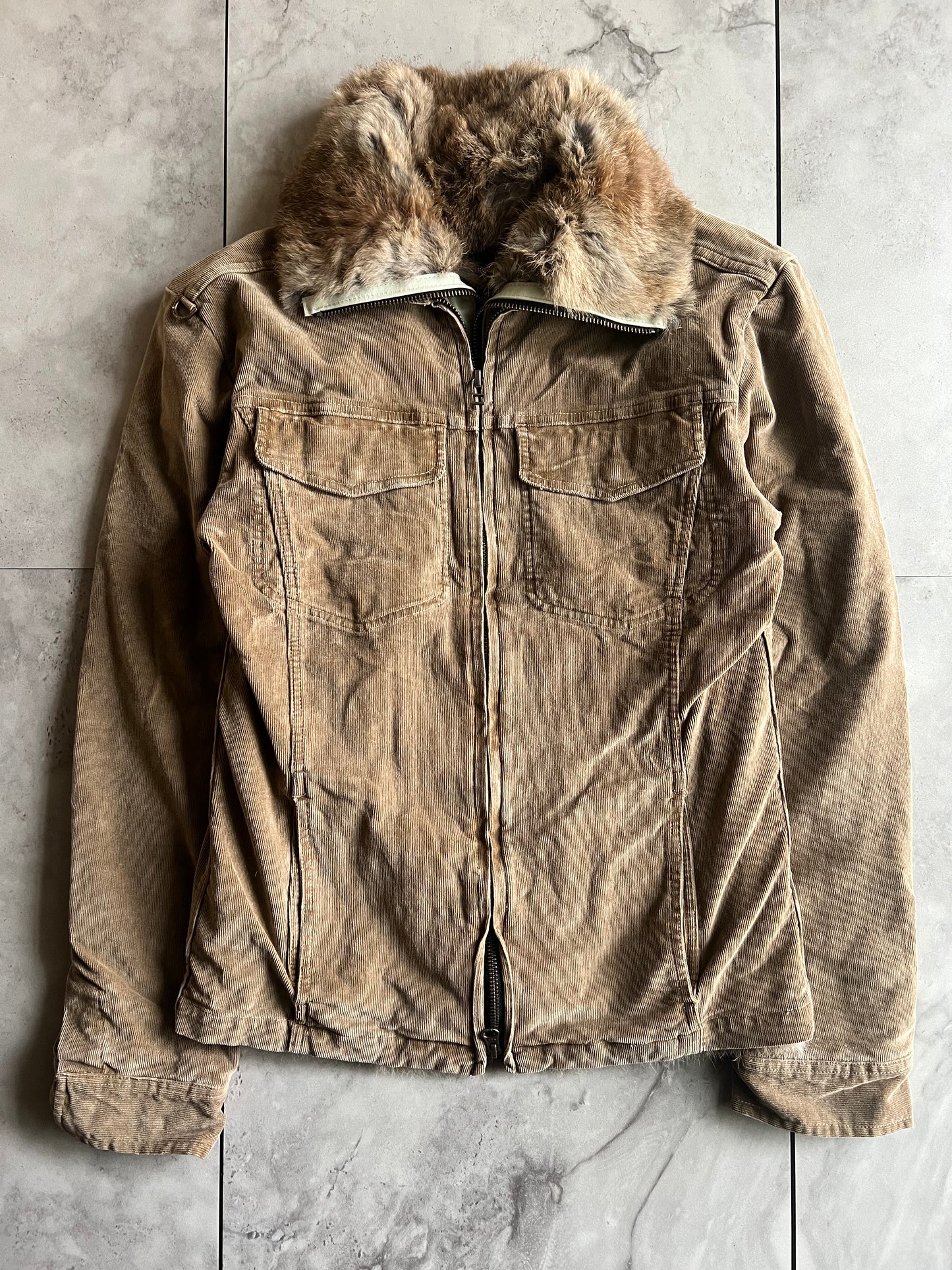 Kyoji Maruyama Rabbit Fur Lined Double Layered Corduroy Jacket