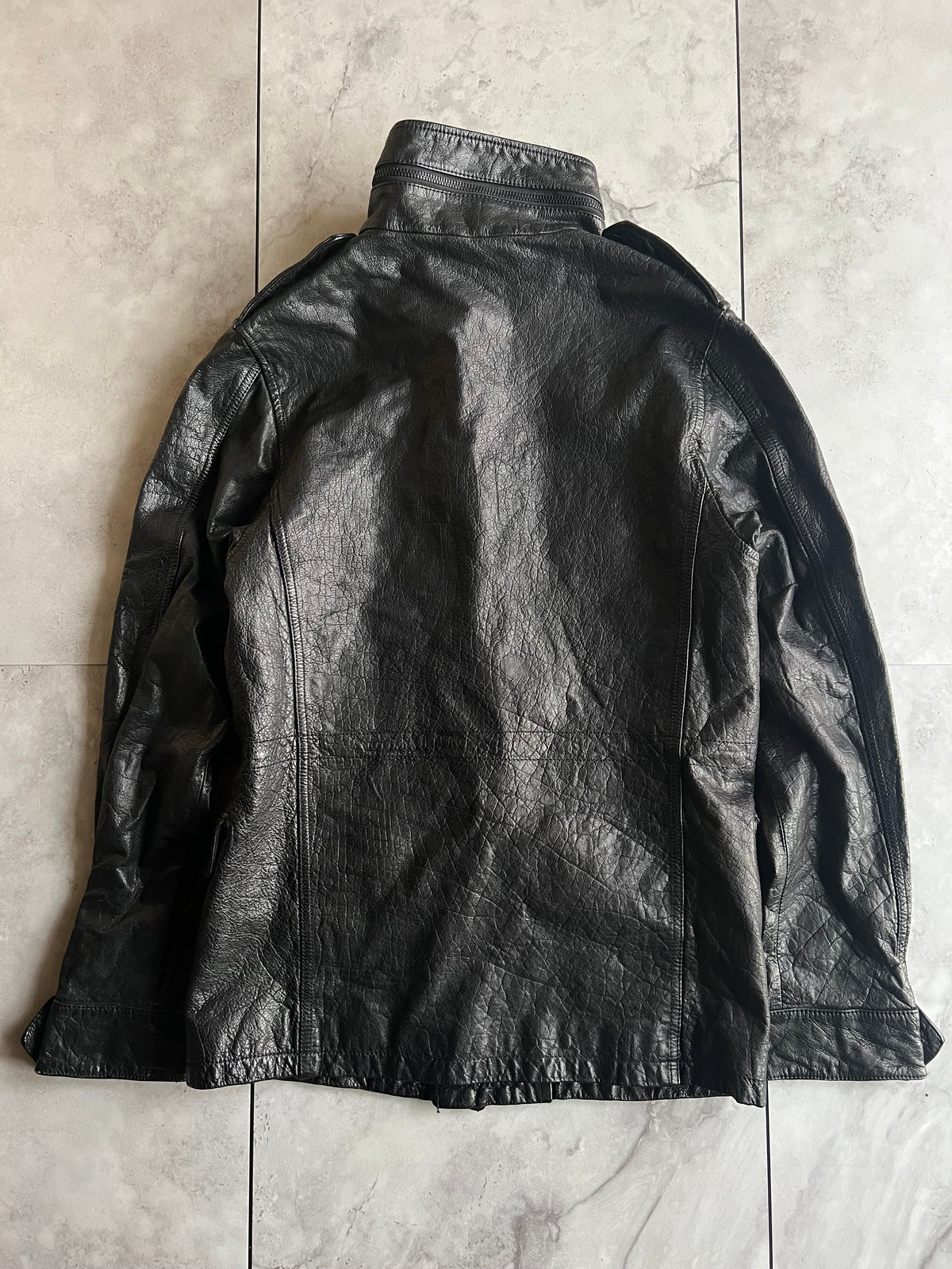 Gold Geld Cowhide Grain M-65 Leather Jacket