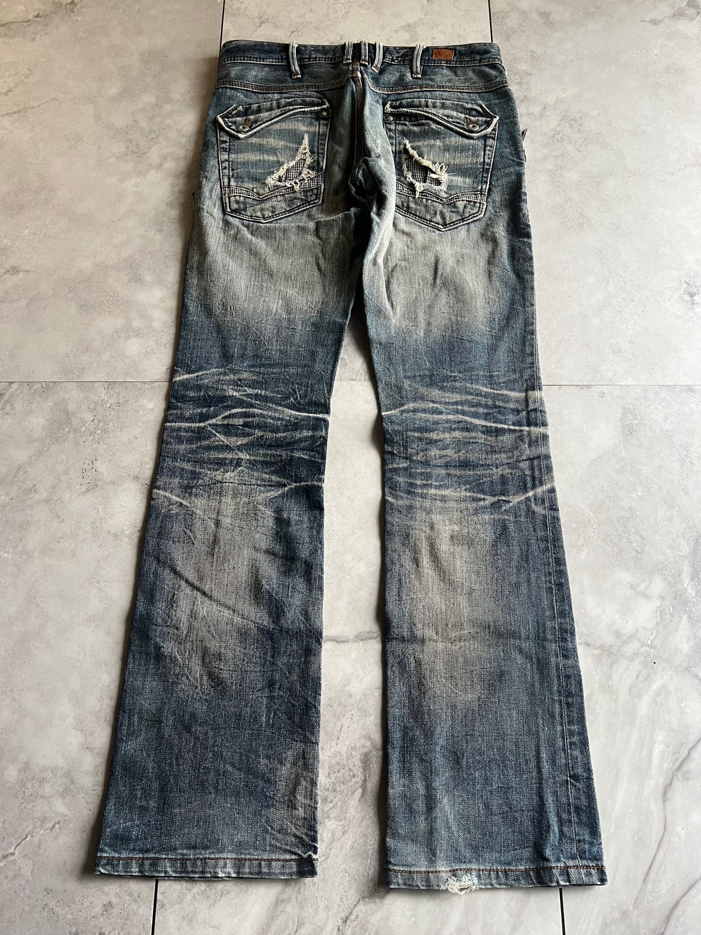 Nicole Club Zipper Pocket Tassel Honeycomb Denim