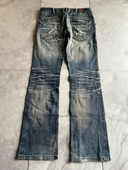 Nicole Club Zipper Pocket Tassel Honeycomb Denim