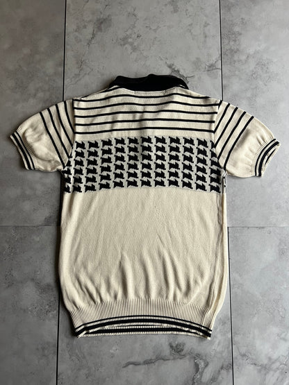Main Vein Houndstooth Striped Ribbed Polo