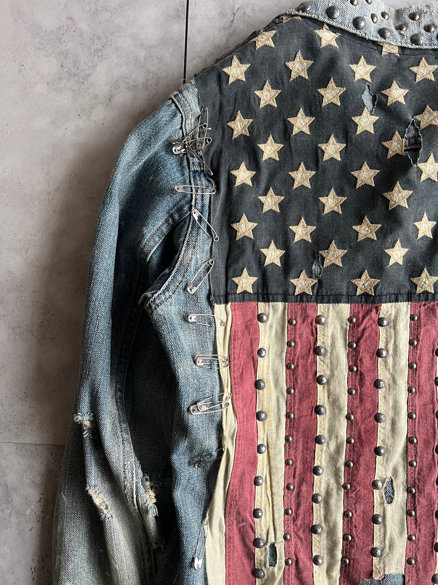 Ralph Lauren Denim & Supply American Flag Studded Denim Jacket