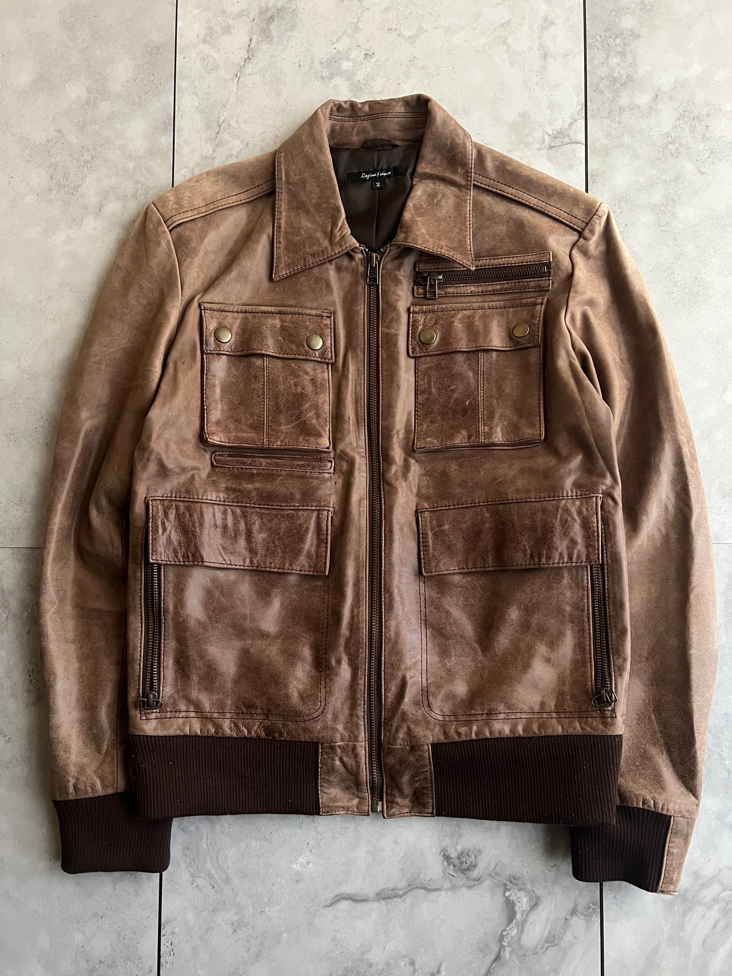Regina Franco  Side-Zip Leather Jackey