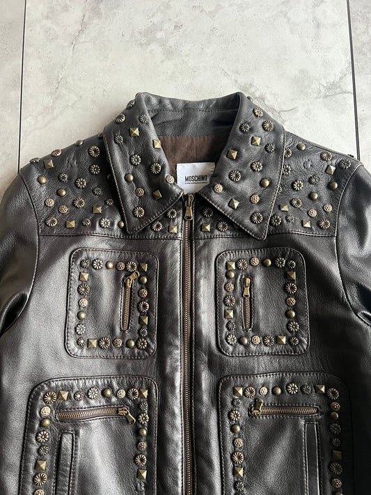 Moschino Studded Leather Rider Jacket