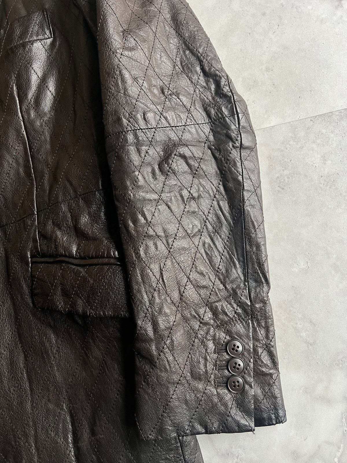 291295 Homme Quilted Leather Textured Jacket