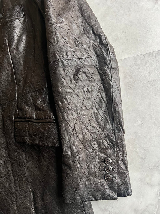 291295 Homme Quilted Leather Textured Jacket