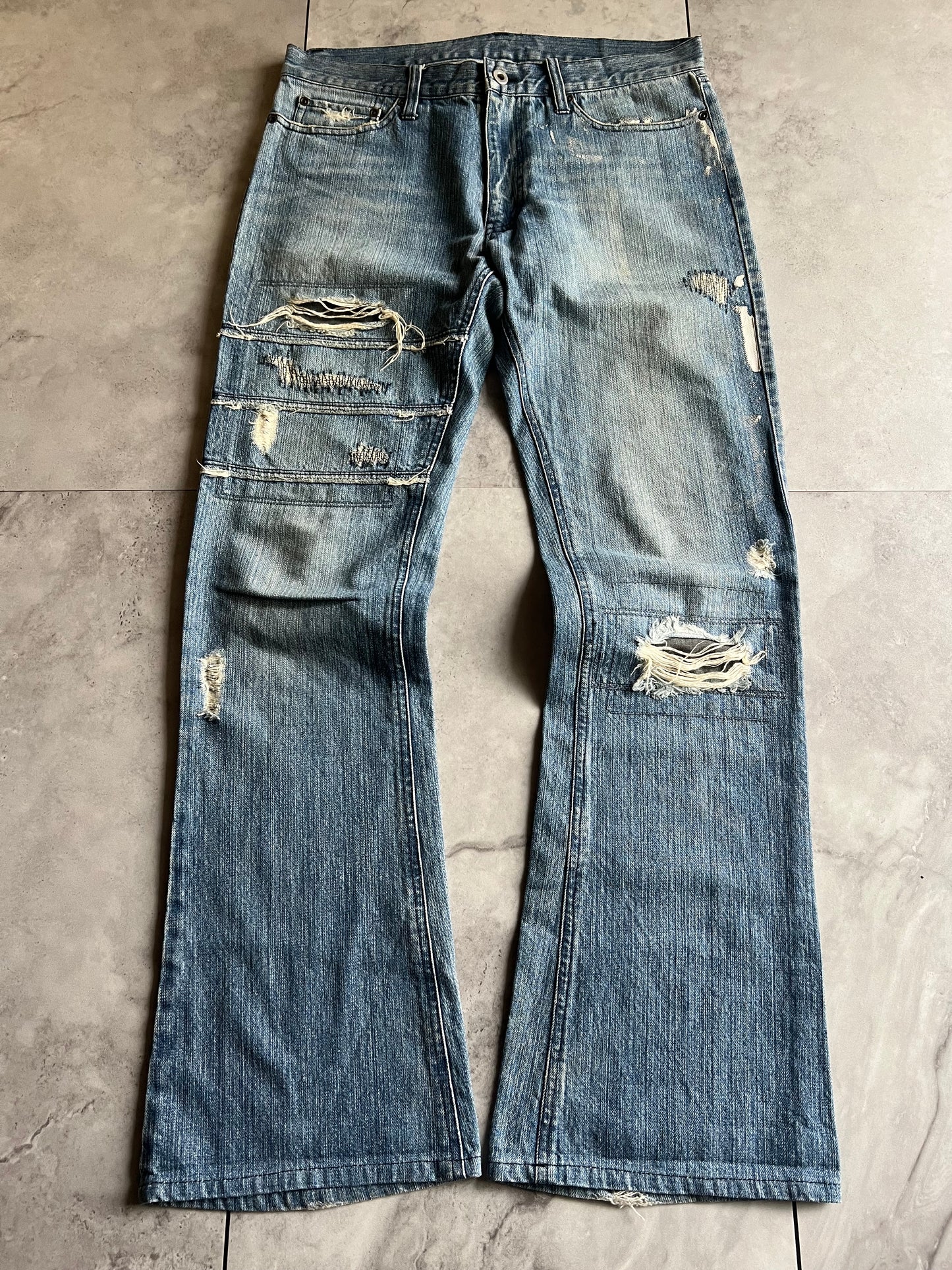 Edge Rupert Distressed Denim Flared Pants