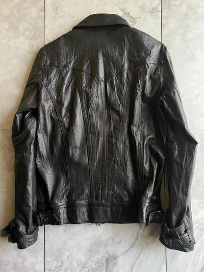 Setting Cracks Bondage Sleeve Leather Jacket