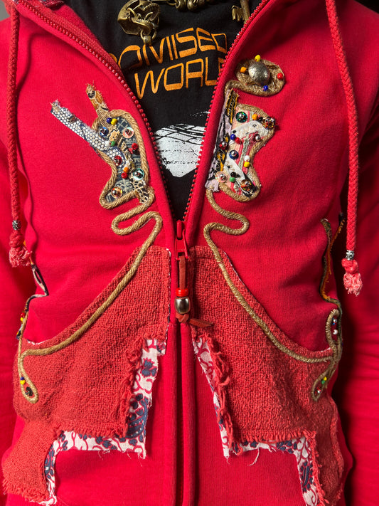 La Gate Beaded Embroidered “Gekko” Hoodie