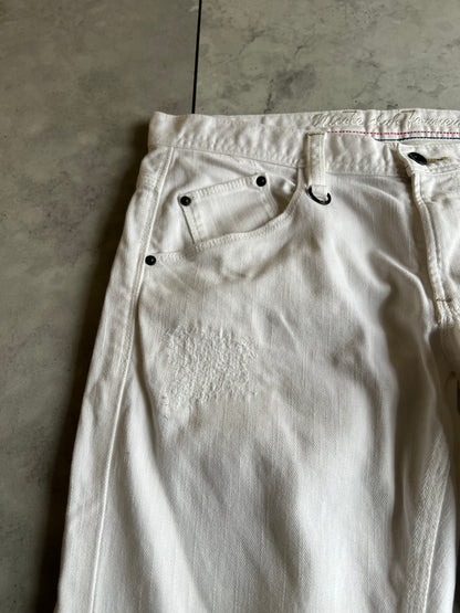 Nicole Club White Distressed Denim