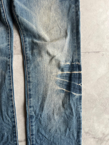 Root Three Quad Back Zip Whisker Wash Denim