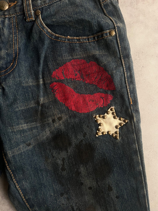 Buzz Spunky “Kiss” Studded Mud Wash Jeans