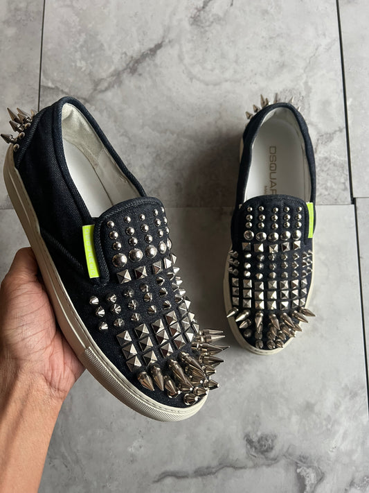 Dsquared X-Studded Spiked Slip On Shoes