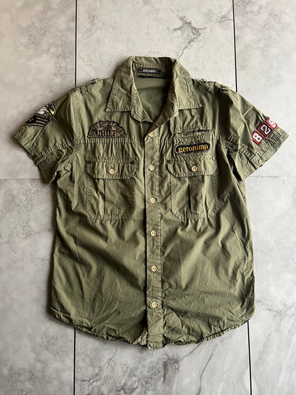Geronimo Embroidered Military Button Up