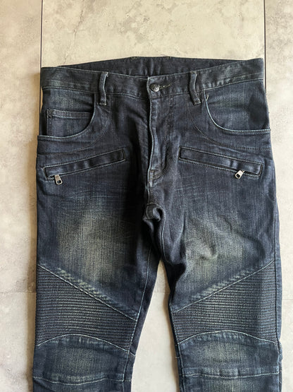 Custom Culture Cotton Back Zipper Biker Denim