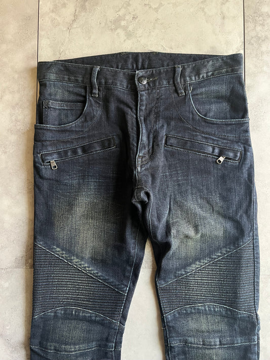 Custom Culture Cotton Back Zipper Biker Denim