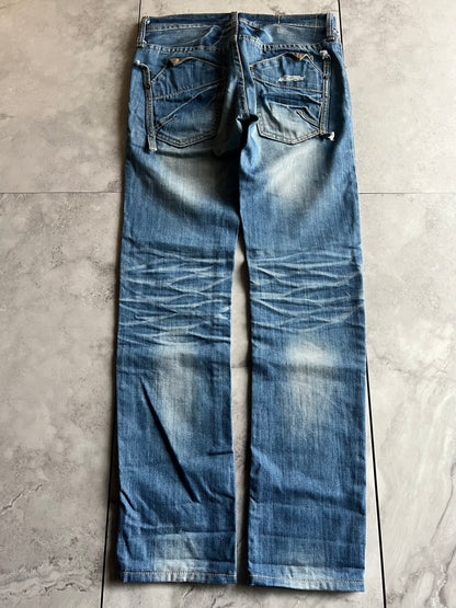 Edge Rupert Leather Pocket Repair Light Wash Denim