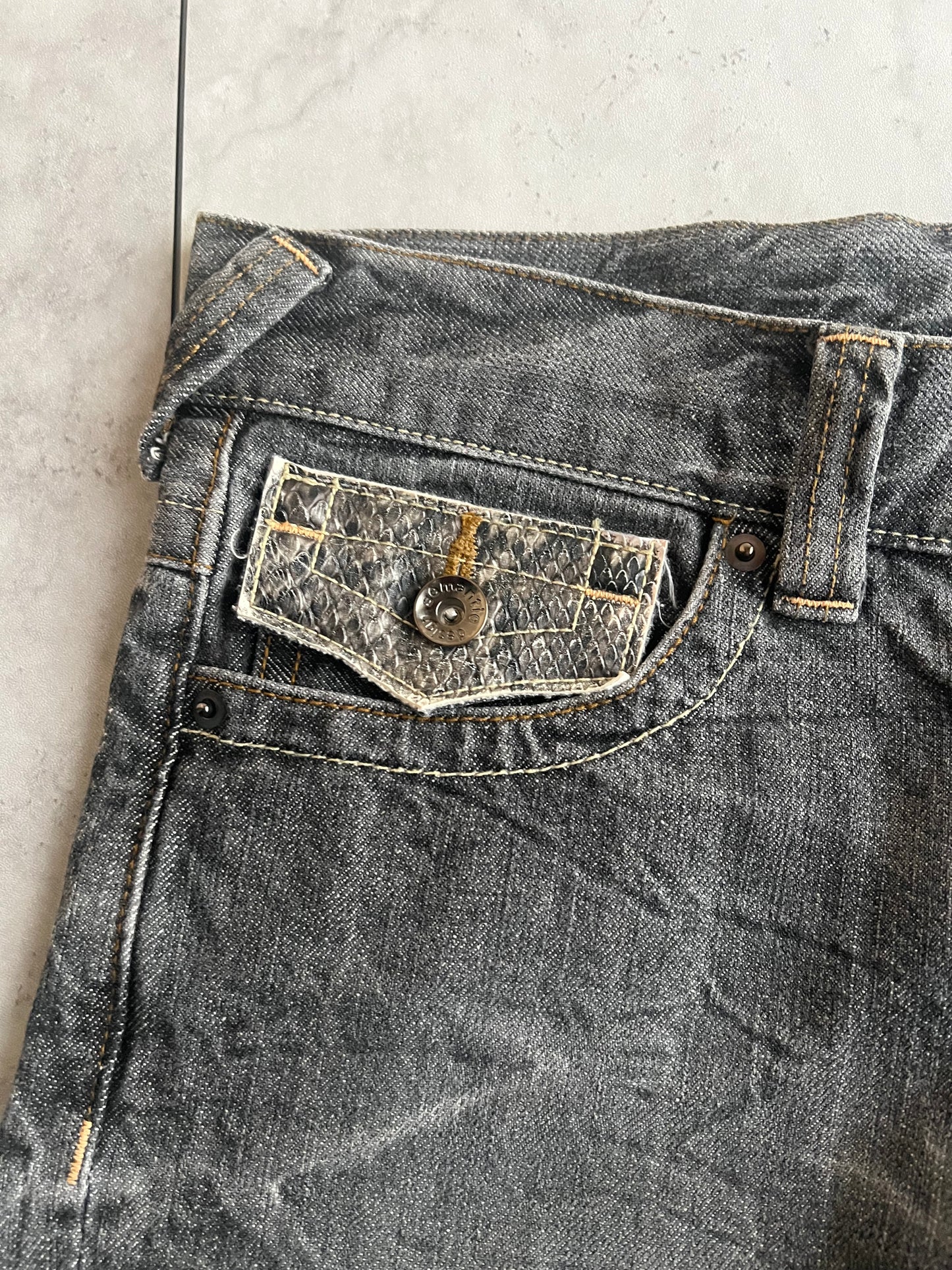 Semantic Design Snakeskin Pocket Washed Shorts