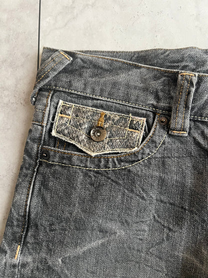 Semantic Design Snakeskin Pocket Washed Shorts