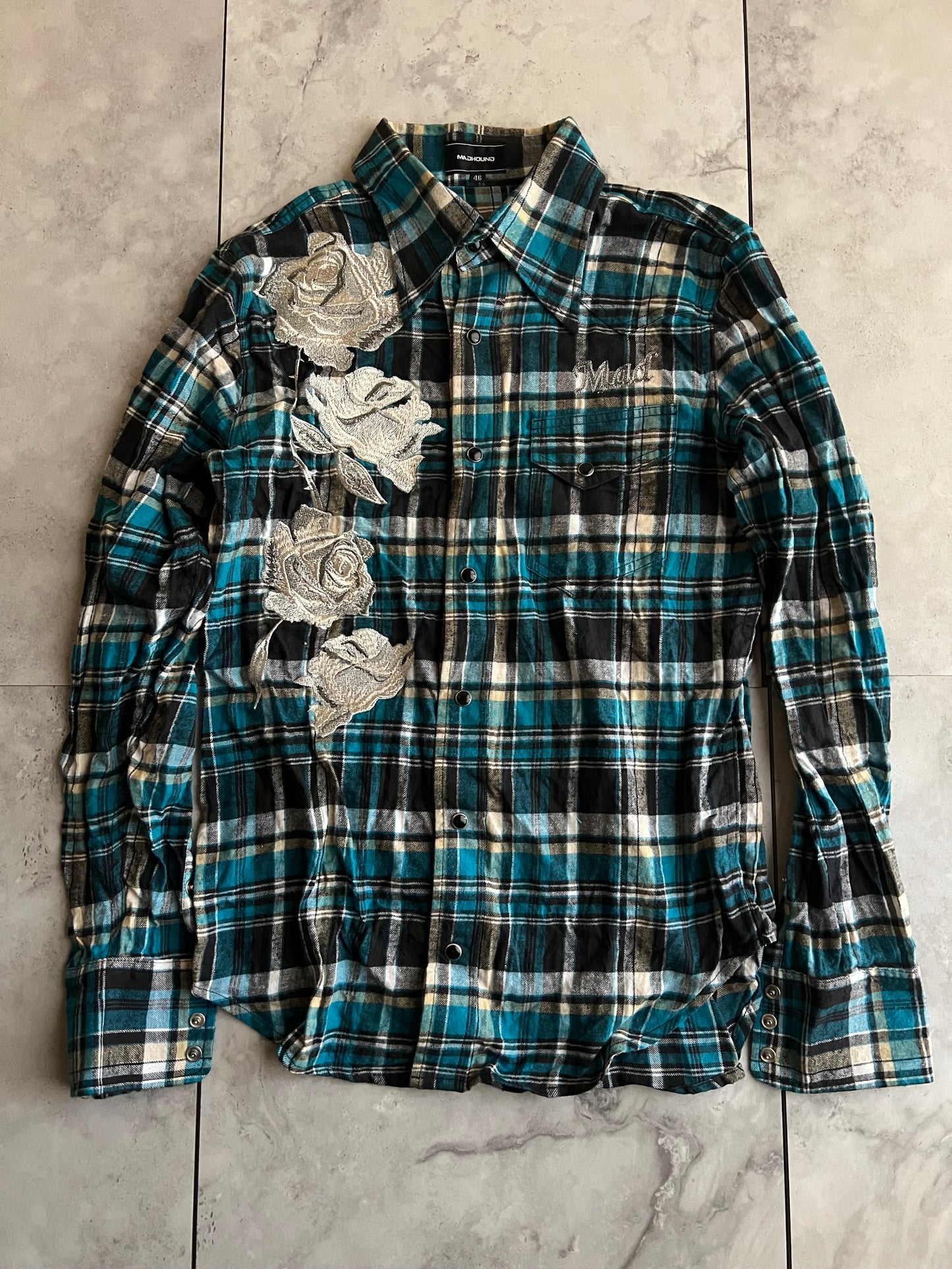 Mad Hound Rose Embroidered Flannel Shirt