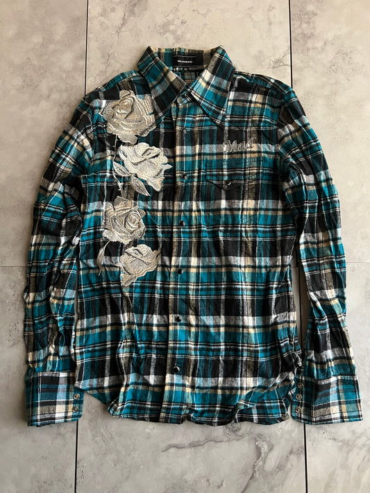 Mad Hound Rose Embroidered Flannel Shirt