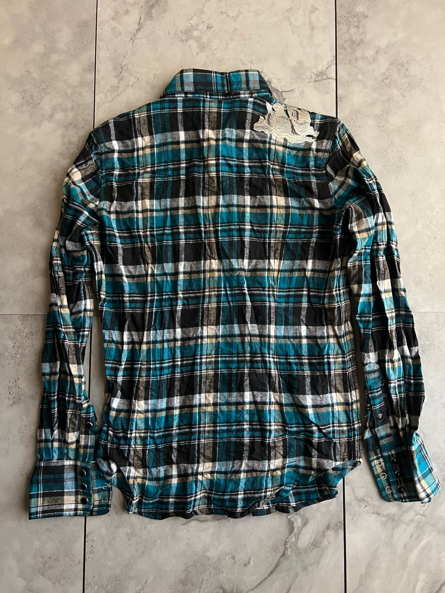 Mad Hound Rose Embroidered Flannel Shirt