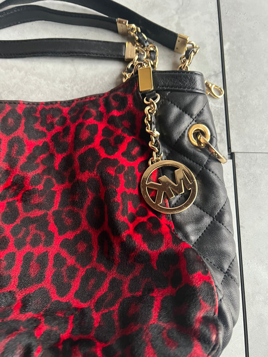 Michael Kors Leopard Print Calf Hair Leather Handbag