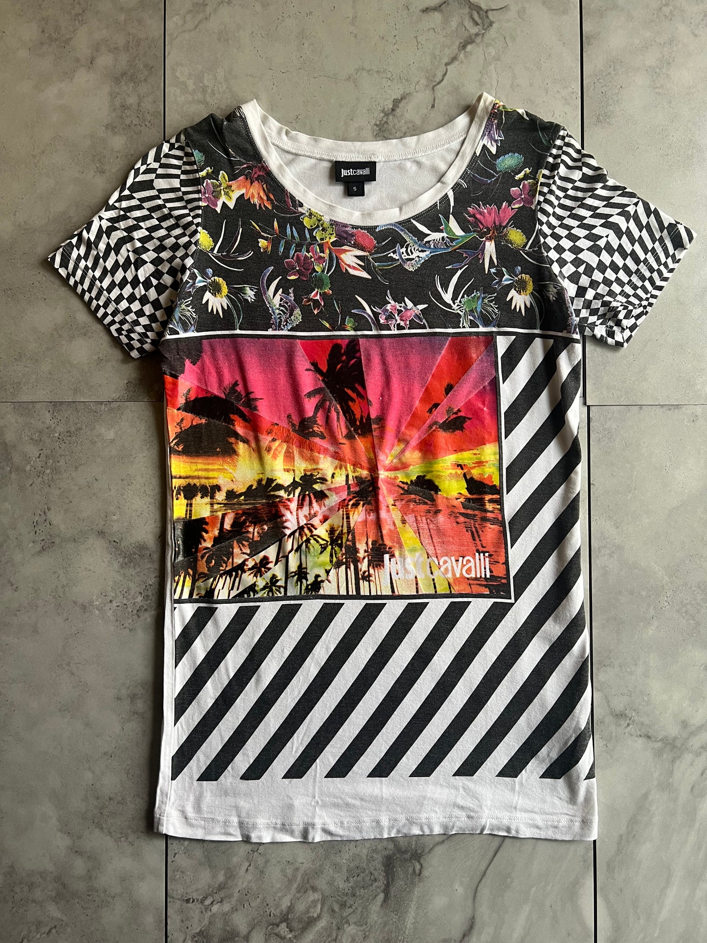 Just Cavalli Checkered Graphic Tee