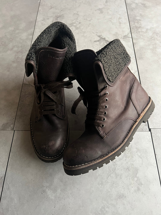 Emporio Armani Shearling Fur Leather Boots