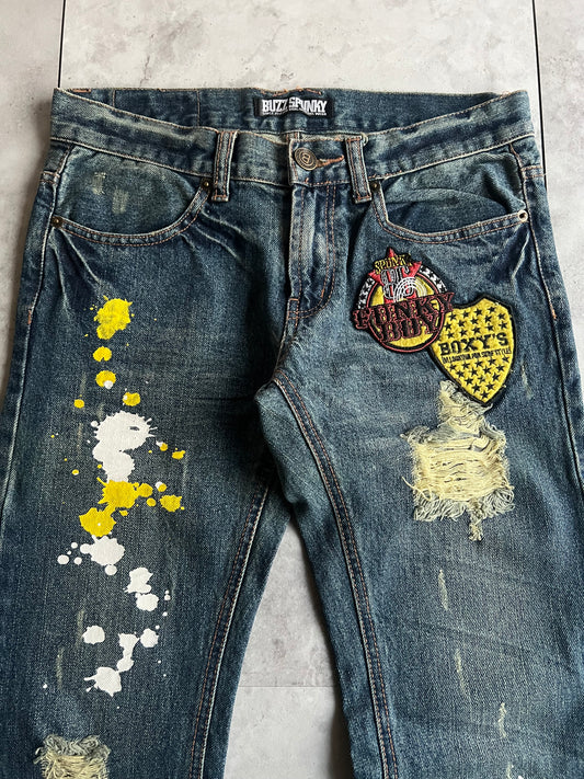 Buzz Spunky Paint Splatter Embroidered Jeans