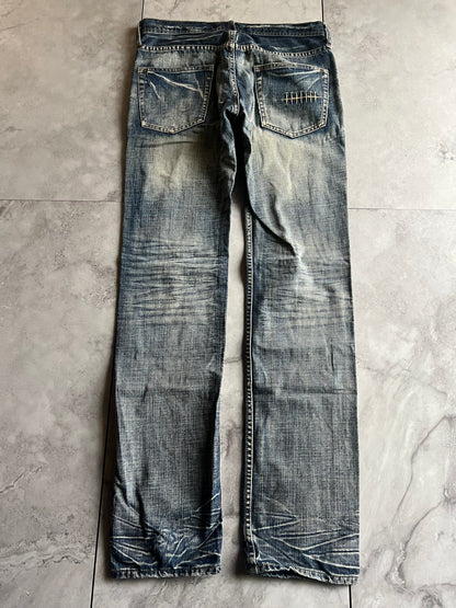Edge Rupert Scar Patch Distressed Acid Wash Jeans
