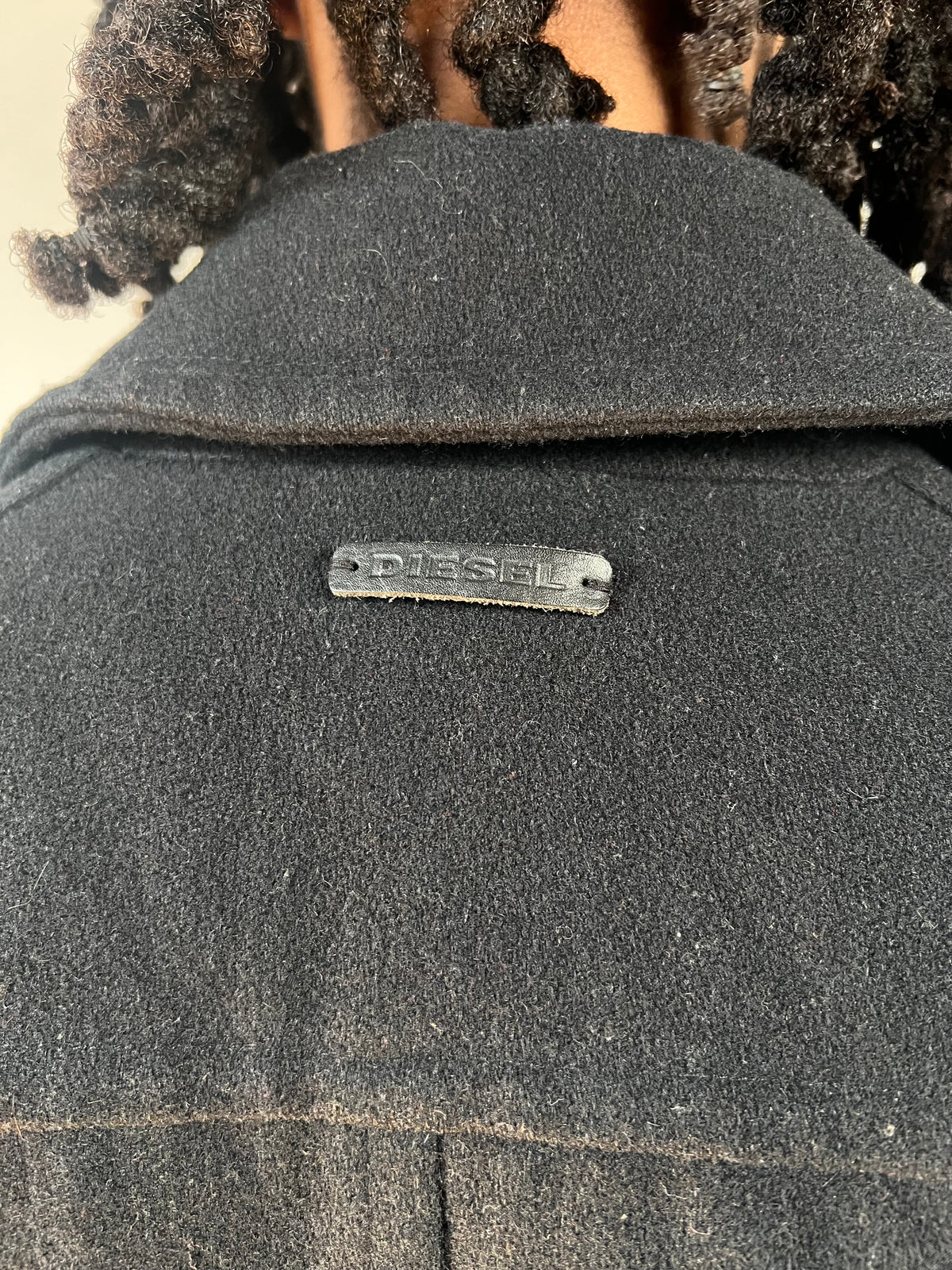 Diesel Leather Accent Pea Coat
