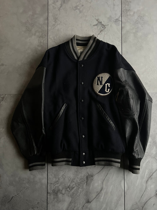 Nicole Club Leather Sleeve Embroidered Stadium Jacket
