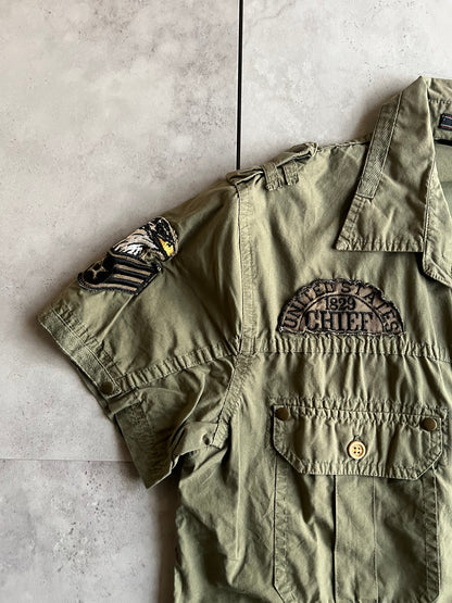 Geronimo Embroidered Military Button Up
