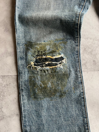 Morgan Homme Mossy Knee Embroidered Back-Zip Denim