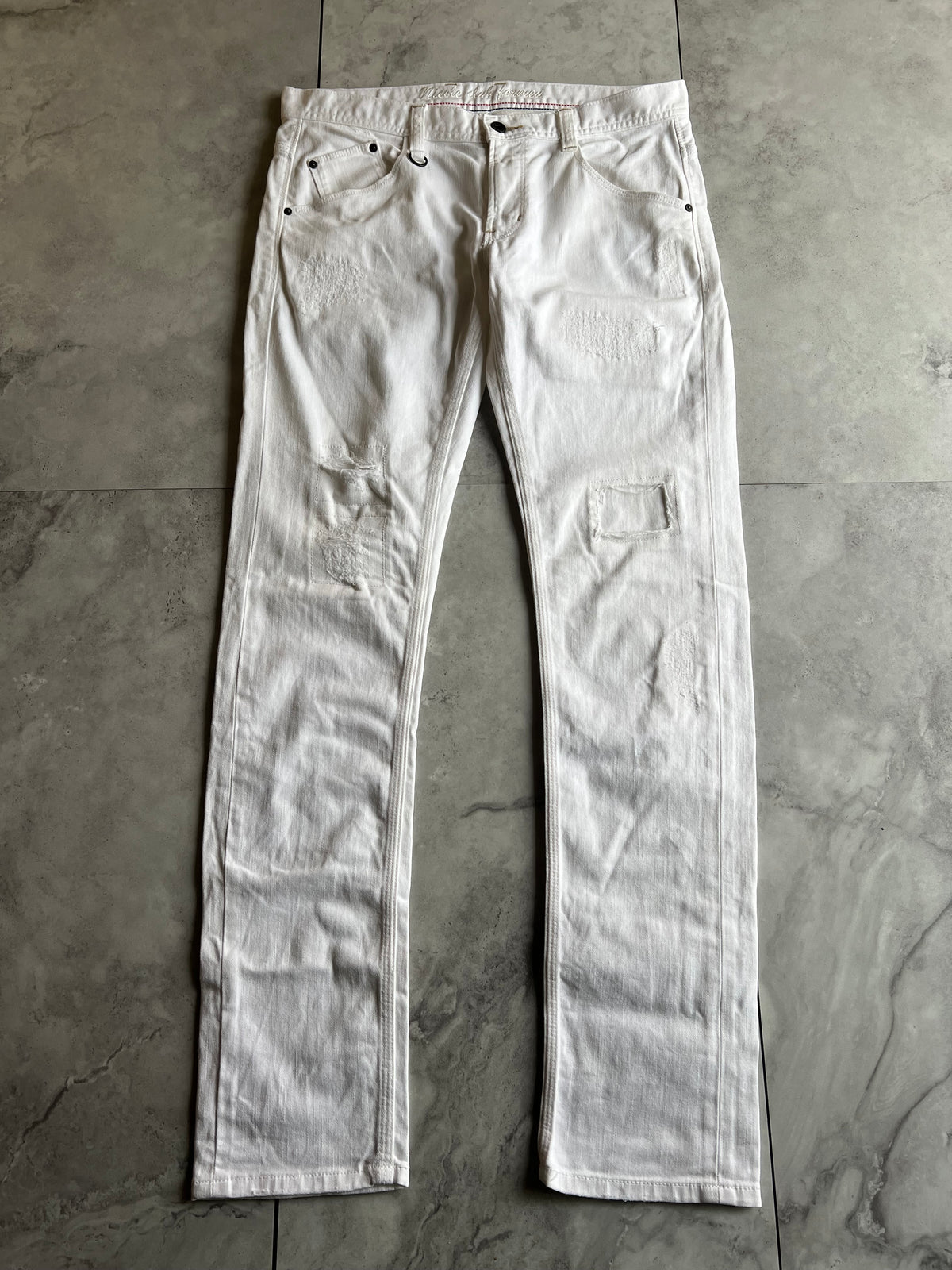 Nicole Club White Distressed Denim