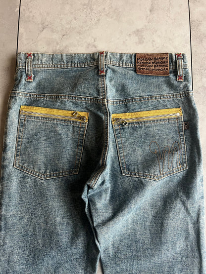 Morgan Homme Mossy Knee Embroidered Back-Zip Denim