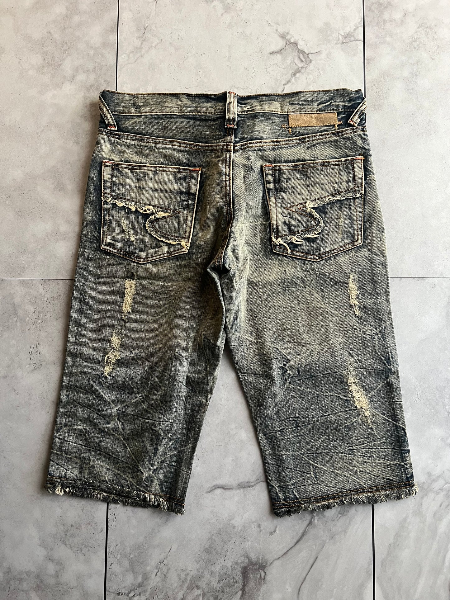 Semantic Design Acid Wash Distressed Shorts