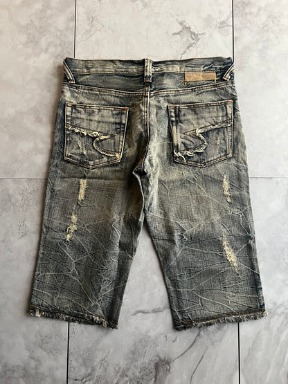 Semantic Design Acid Wash Distressed Shorts