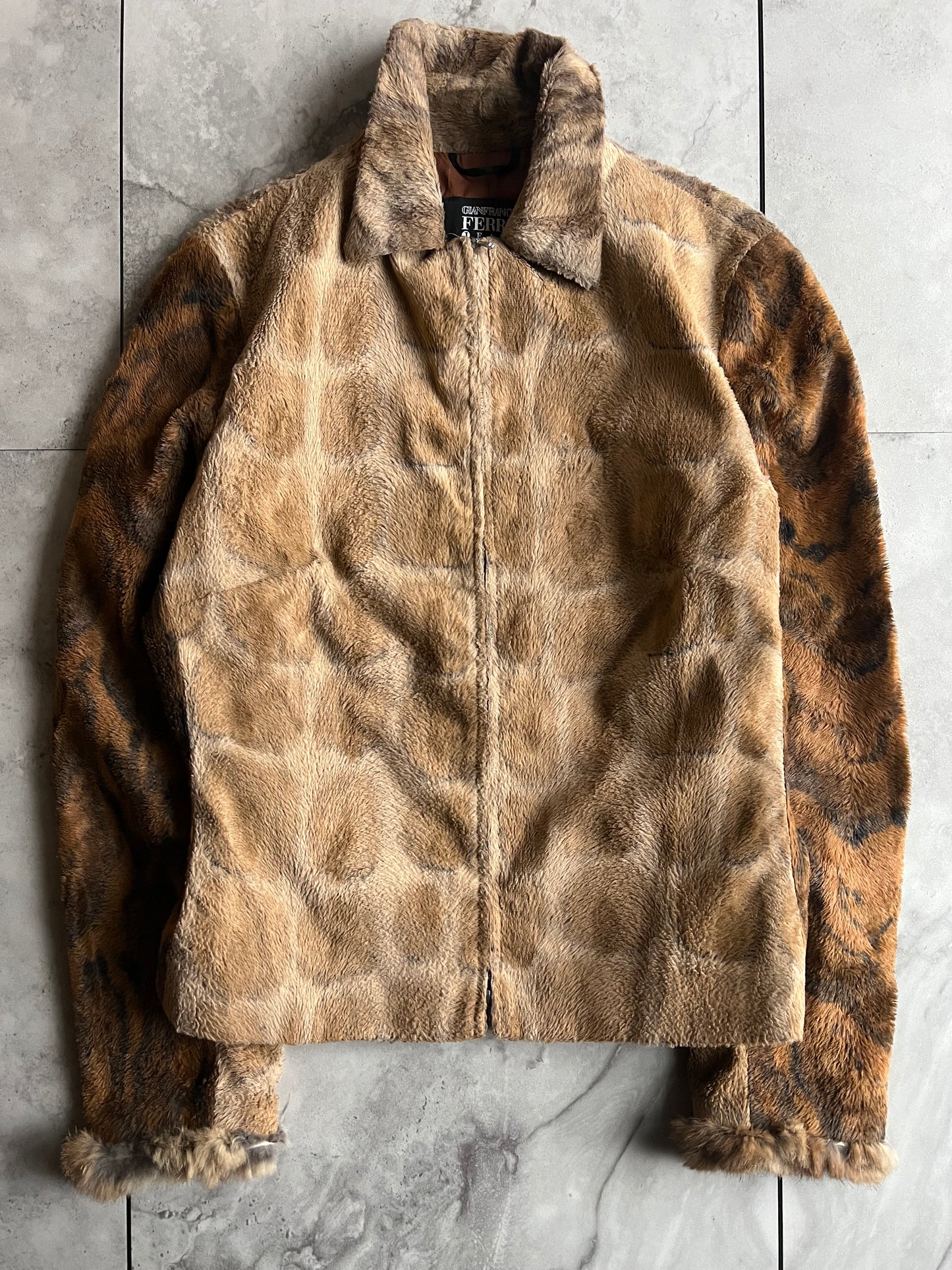 A/W2000 Gianfranco Ferre Leopard Rabbit Fur Effect Jacket