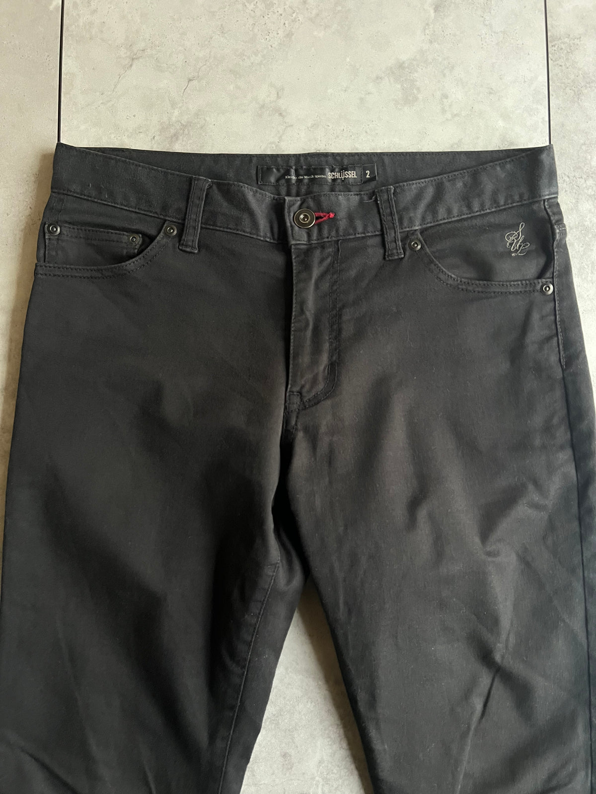Schlussel Black Skinny Embroidered Pants