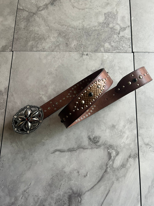 Nicole Club Western Studded Python Detailed Belt