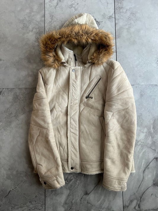 Tak-Q Cream Fur Hood/Lined Jacket