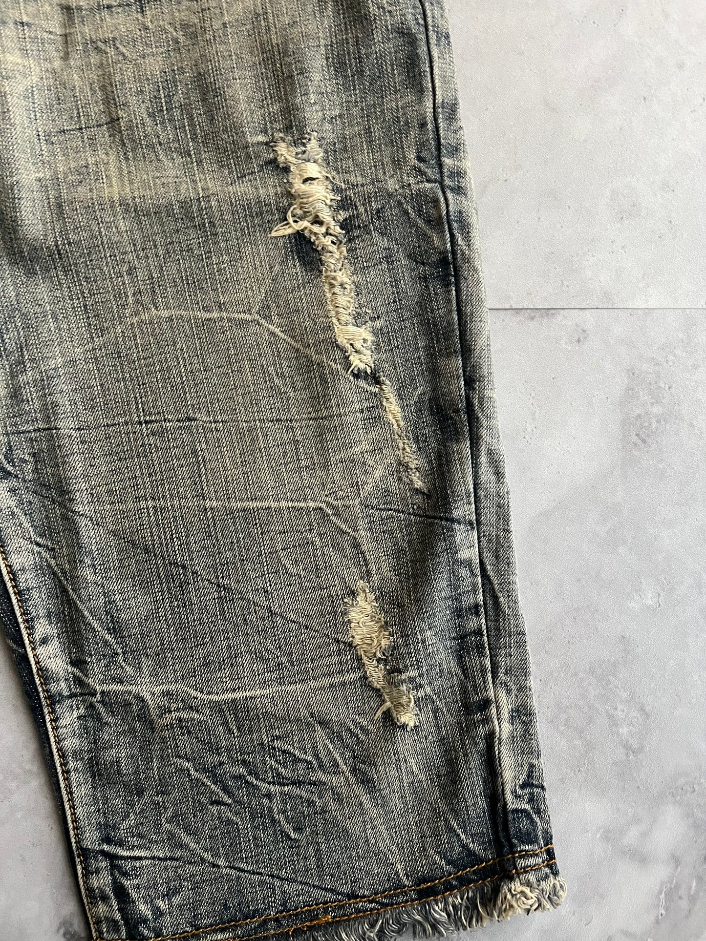 Semantic Design Acid Wash Distressed Shorts