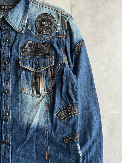 In The Attic Punk Embroidered Patched Denim Shirt